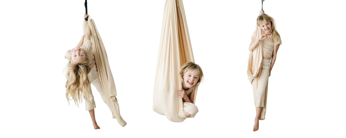 Girl using AdaptStore Cotton Sensory Swing
