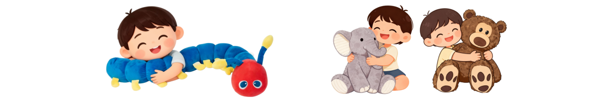 Children hugging sensory weighted stuffed animals